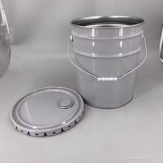 Металлическое жестяное ведро емкостью 20 л с крышкой и ручкой для краски или химикатов